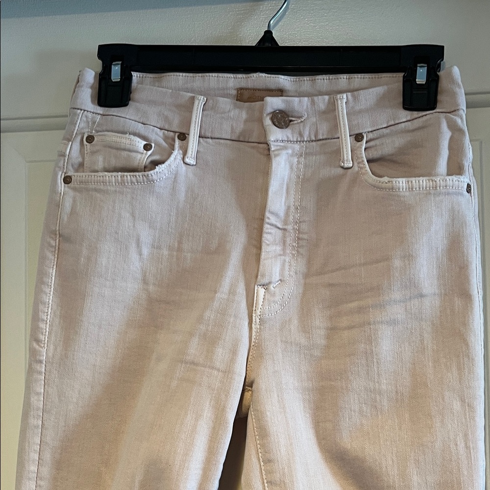 MOTHER. Light pink jeans with lace at the hem. Size 26. Like new